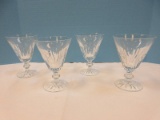 Set of 4 Signed Waterford Crystal Eileen Pattern Cut Vertical Lines Flared Bowl Circa 1968-2017
