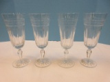 Set of 4 Wedgewood Full Lead Crystal Monarch Pattern Cut Panel & Scroll Design on Bowl 8 7/8