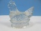 Vintage Pressed Glass Figural Hen on Nest Candy Container by JH Millstein 4 5/8