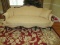 Refined French Inspired Louis XV Style Formal Sofa Carved Mahogany Wood Trim Scalloped Shell