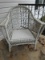 White Wicker Arched Curved Back Arm Chair Weathered Finish. 34