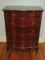 Mahogany Serpentine Bureau Chest of Drawers 2 Over 4 Legs on Wooden Casters-46