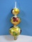 Hand Crafted Glass Triple Sphere Tree Topper Multicolor Fluttering Glitter Butterflies-14 1/2
