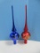 2 Tannenbaum Collection Hand Crafted Glass Tree Toppers Made in Poland Royal Blue w/