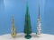 3 D‚cor Glass Hand Crafted Mantel Finials Green Cone 18