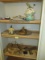 Lot Plate/Display Stands, 4 Gilt Wooden Wall D‚cor Display Shelves, 2 Blue Sky Clayworks