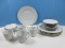 10 pc. Southwicke by Japan Porcelain China White Border Design Platinum Trim Dinnerware