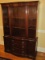 Classic Mahogany Bowfront China Cabinet Hepplewhite Style 3 Center Dovetail Drawers Base