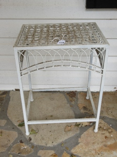 Metal Patio/Deck Chair Side Table Lattice Woven Top- 20"H Top, 15" x 11 1/2"