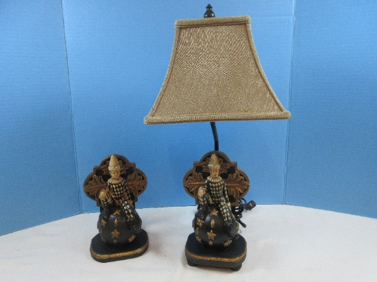 Unique Find Pair Sterling Ind. Home D‚cor Harlequin Jester Sphere Lamp w/Matching Bookend