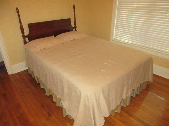 Full Size Mahogany Reed Poster Bed Headboard w/Acorn Finials Lamont Home Vintage Style