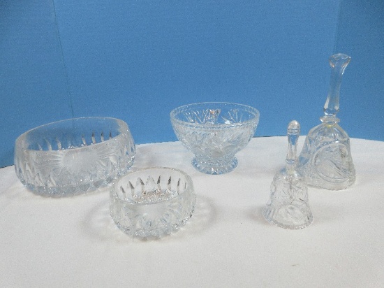 Lot Gorham Crystal Althea Pattern Vertical Cut 7 1/2" Round Bowl/4 1/4" Round Bowl Circa '82-88