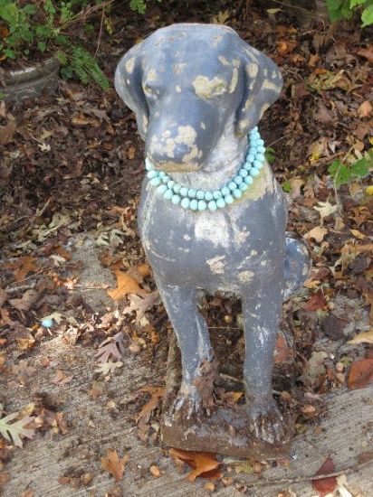 Concrete Garden Dog Statue 28"-Heavy, Weathered