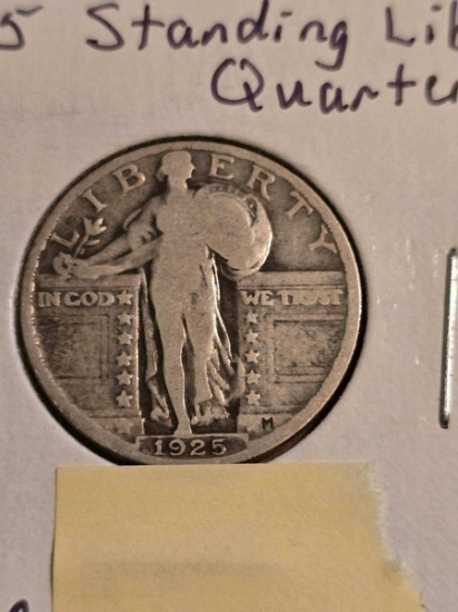1925 Silver Standing Liberty Quarter Composition 90% Silver