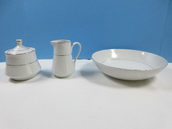 4 pcs. Southwicke by Japan Porcelain China White Border Design Platinum Trim Serving
