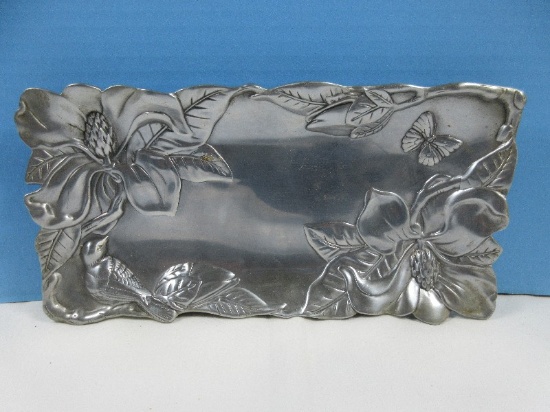 Arthur Court Aluminum Holloware Magnolia Pattern 11 1/4" Bread Tray Relief Stem Foliage