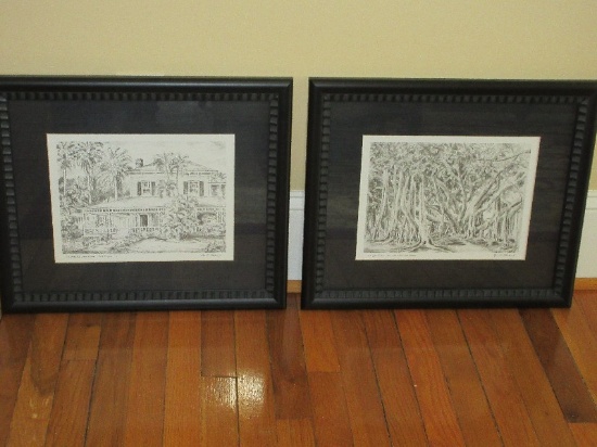 Pair Matching Frames "Banyan Tree"/"Fort Myers, Fla." Thomas A. Edison Fine Art Prints
