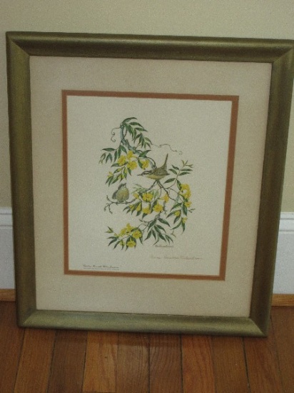 Titled "Caroline Wren w/ Yellow Jessamine" State Bird and Flower of SC Collectors Artist Signed