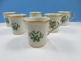 Set of 6 Lenox Fine Bone China Dimension Holiday Pattern 3 1/2' Mugs Regular Gold Trim Cream