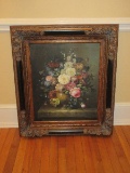Stunning Floral Still Life Inspired Dutch Flemish Style Bouquet Original Oil on Canvas in Grandiose