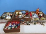 Christmas Ornaments Blown Glass Figures, Large Heart, Cardinal, Teddy Bear, Hand Painted