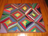 Colorful Crazy Quilt Variation Diamond Pattern Throw 69 1/2