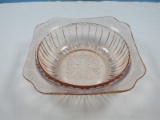 Rare Find Jeanette Pink Depression Glass Adam Pattern Square Form 9