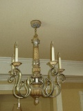 Stately 20th Century Neoclassical Regency Gorgeous Chandelier 5 Scroll Arms Lattice & Acanthus