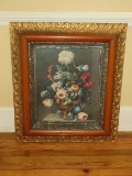 Marvelous Dutch Old Master Style Floral Arrangement Fine Art Print Astounding Early Frame Gilt