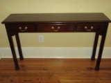 Traditional Cherry Finish Console Entry/Sofa Table w/3 Bail Handle Drawer Pulls 29