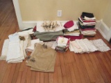 Lot Misc Linen Napkins, Placemats, Napkin Rings, Table Runners, Vintage Table Cloth, Lace Table