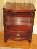 Mahogany Bowfront Nightstand Double Shelves and Base Dovetail Drawer (Some Veneer Nicks