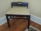 Mahogany Vanity Seat Bench w/ Low Back and Upholstered Seat (Some Wear)