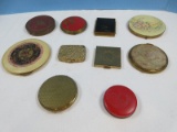 10 Vintage Ladies Fashion Compacts Langlois, Black Relief Design, Rex Fifth Avenue Faux