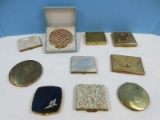 10 Vintage Ladies Fashion Compacts Black Relief Design, Rex Fifth Avenue Faux Petit Point,