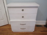 Groovy Mid Century Modern Chest on Chest of Drawers Painted White/Dovetail Drawers Base