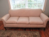Depression Era Style Sofa Flared Arms Mahogany Trim & Legs 32