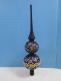 Tannenbaum Collection Hand Crafted Glass Tree Topper Satin Purple Dazzling Flowers & Scrolls