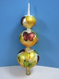 Hand Crafted Glass Triple Sphere Tree Topper Multicolor Fluttering Glitter Butterflies-14 1/2