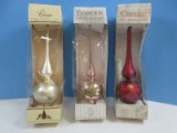3 Classic Hand Crafted Glass Tree Toppers Tradition Pink 9