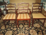 3 French Country Style Ladder Back Chairs 2 Side & 1 Host