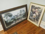 Artwork Prints Rivers Edge Tranquil Scene Attributed to Bill Saunders in Frame 43 1/2
