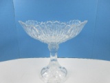 Impressive Shannon Crystal Collection Large Pedestal Compote Coquille and Diamond Pattern