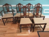 Set 6 Vintage Mahogany European English Tudor Jacobean Style Dining Chairs Intricate