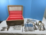 International Silver Co. Anti Tarnish Chest w/ Misc. Silverplate Flatware, Ladle, Serving Pieces