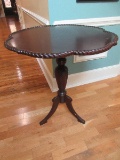 Gorgeous Large Rope Trim Pie Crust Spiral Pedestal Center/Foyer Table Tripod Footed Base