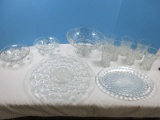 Lot Pressed Glass 7 Anchor Hocking Prescut Clear Pattern 5