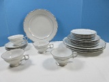20 pcs. Schumann-Bavaria Fine China Platinum Scroll Pattern Dinnerware Circa 1963-1970