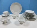 20 pcs. Schumann-Bavaria Fine China Platinum Scroll Pattern Dinnerware Circa 1963-1970