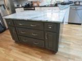 Phenomenal Kitchen Center Island Features Soft Close Drawers/Doors, Granite Top, Gray Finish
